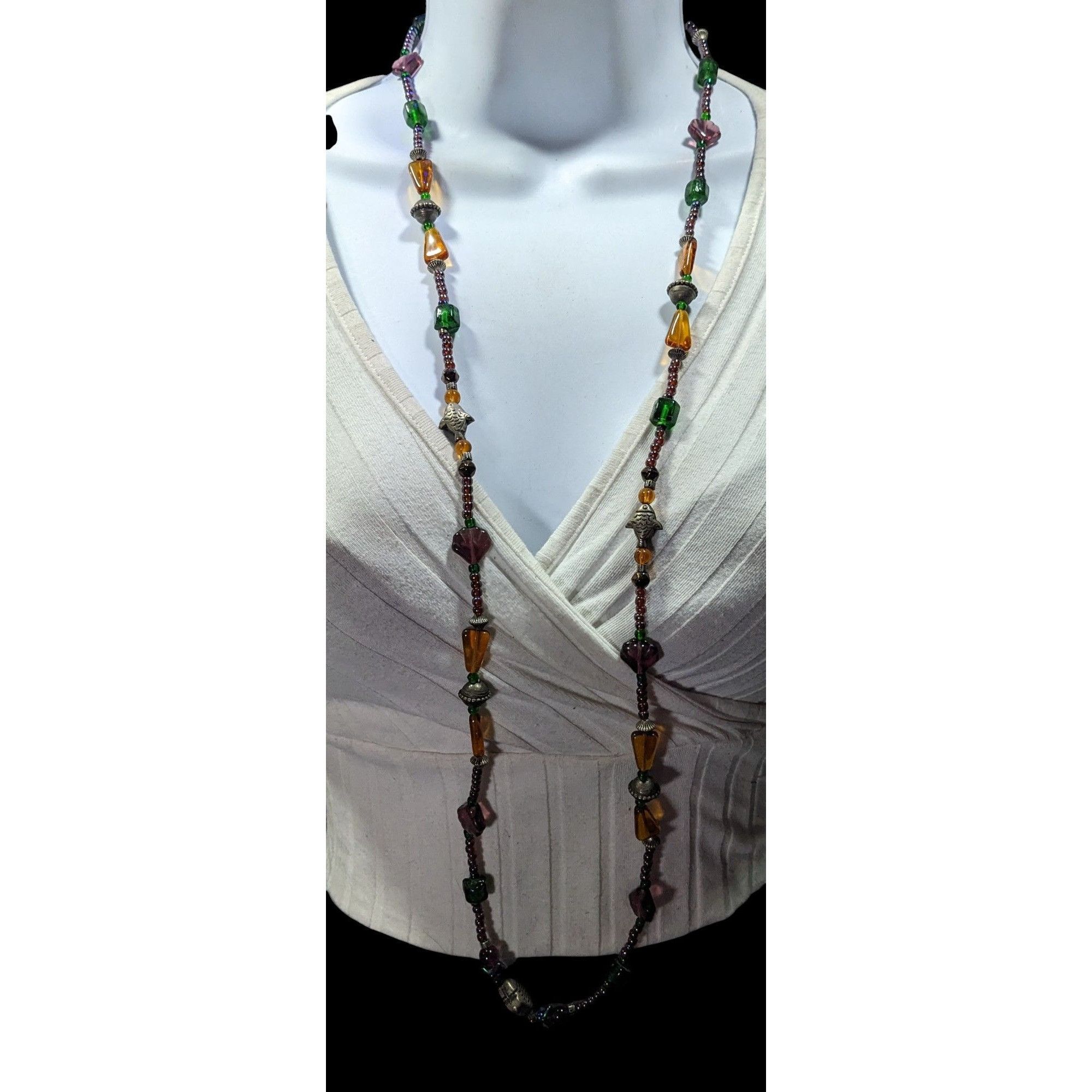 Other Handmade Glass Beaded Fish Charm Necklace Size ONE SIZE - 5 Thumbnail