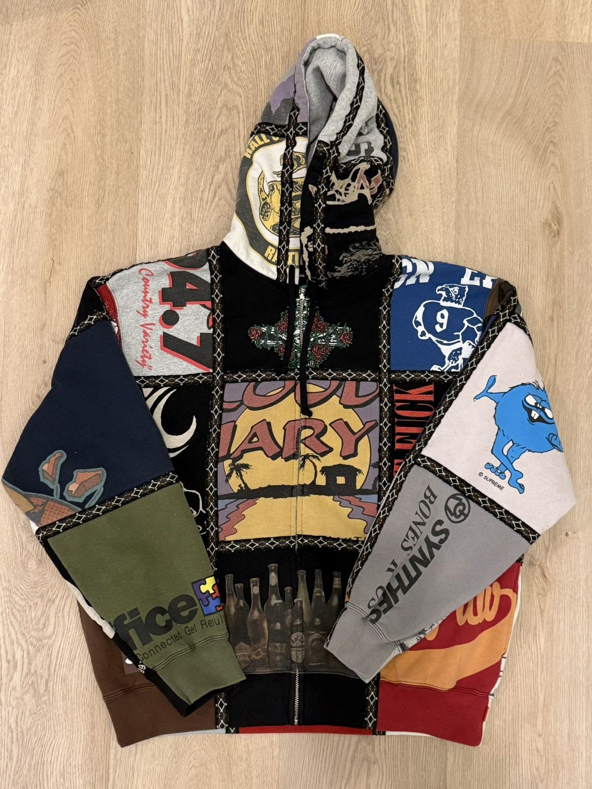 Supreme Supreme Crochet Hooded Zip Up Sweater Multicolor | Grailed