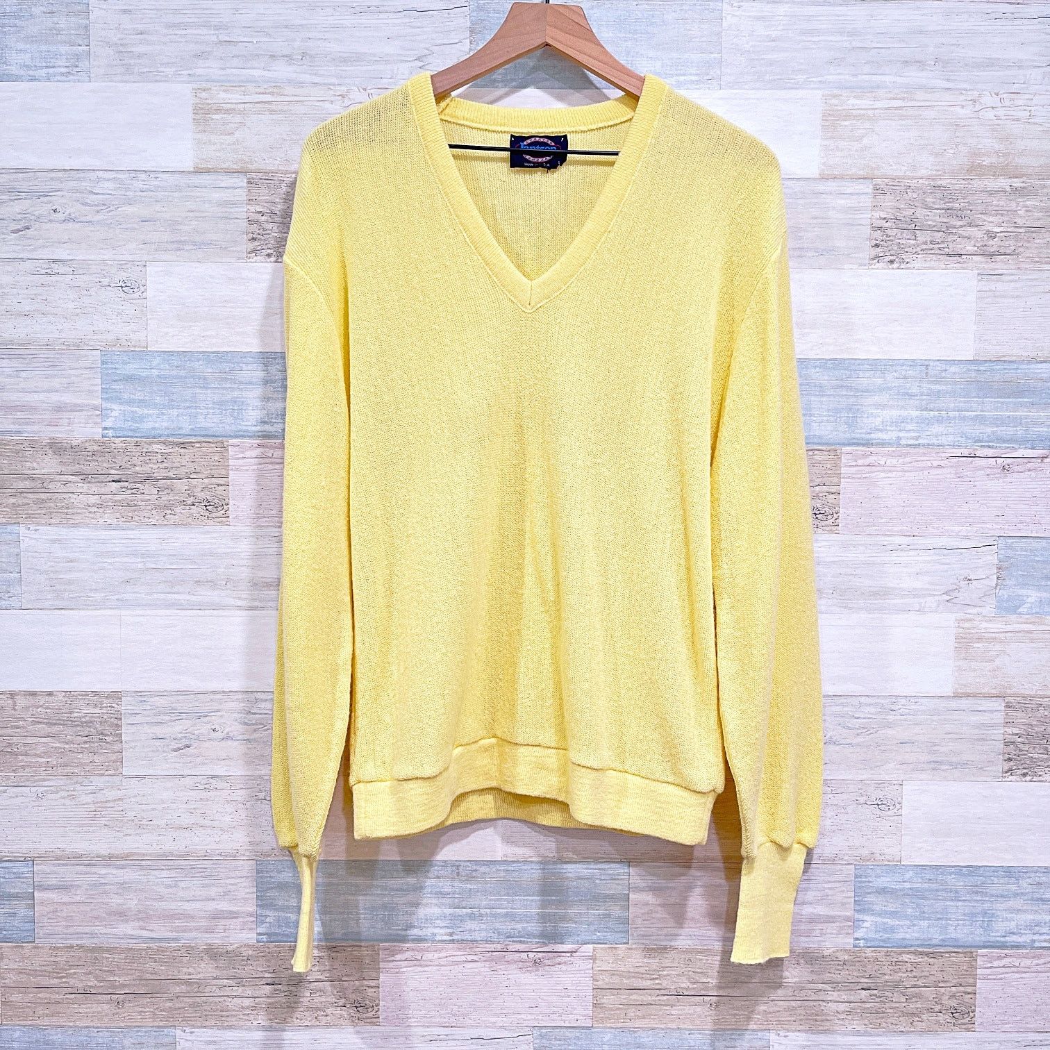 Jantzen × Vintage Jantzen Vintage Orlon Acrylic V Neck Sweater Yellow Mens L Size US L / EU 52-54 / 3 - 1 Thumbnail