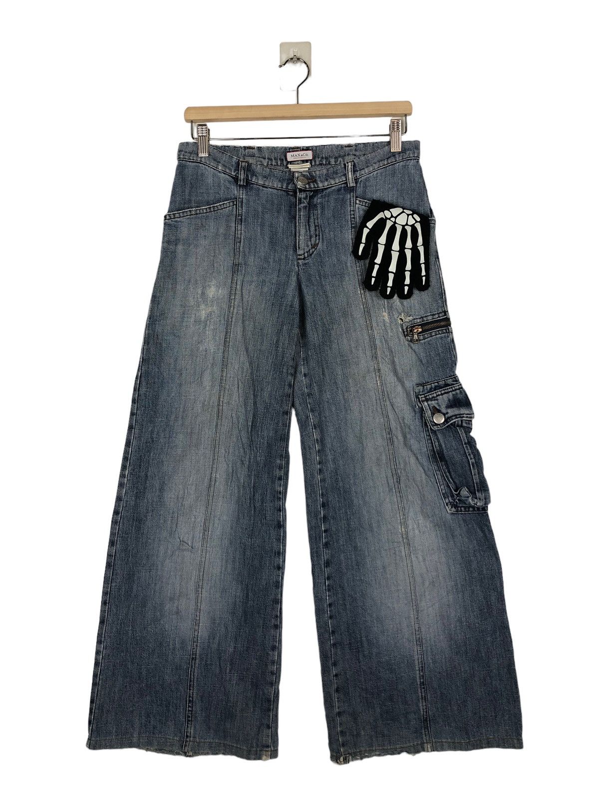 Denime 🔥OVER SIZED DISTRESSED DENIM JEANS MAX & CO RARE DESIGNER Size US 28 / EU 44 - 1 Thumbnail