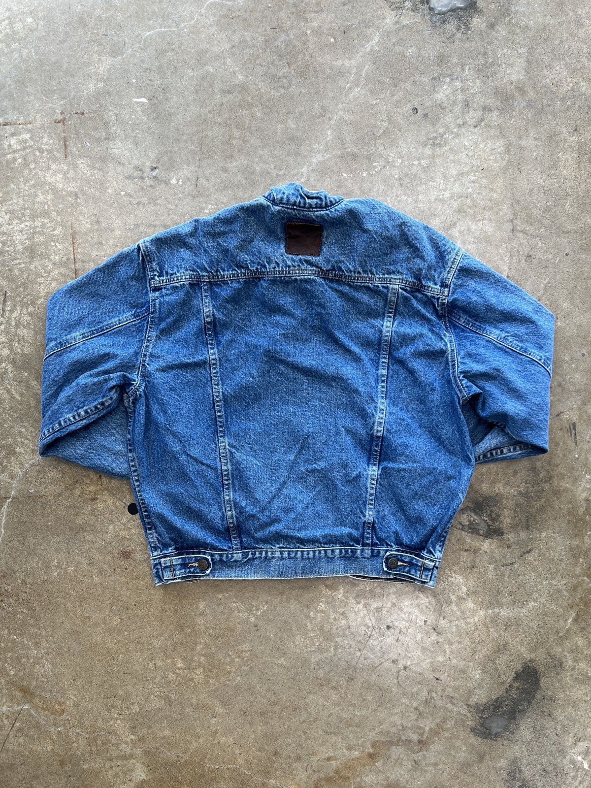 Vintage 90s Marlboro Leather Collar Denim Jacket Medium