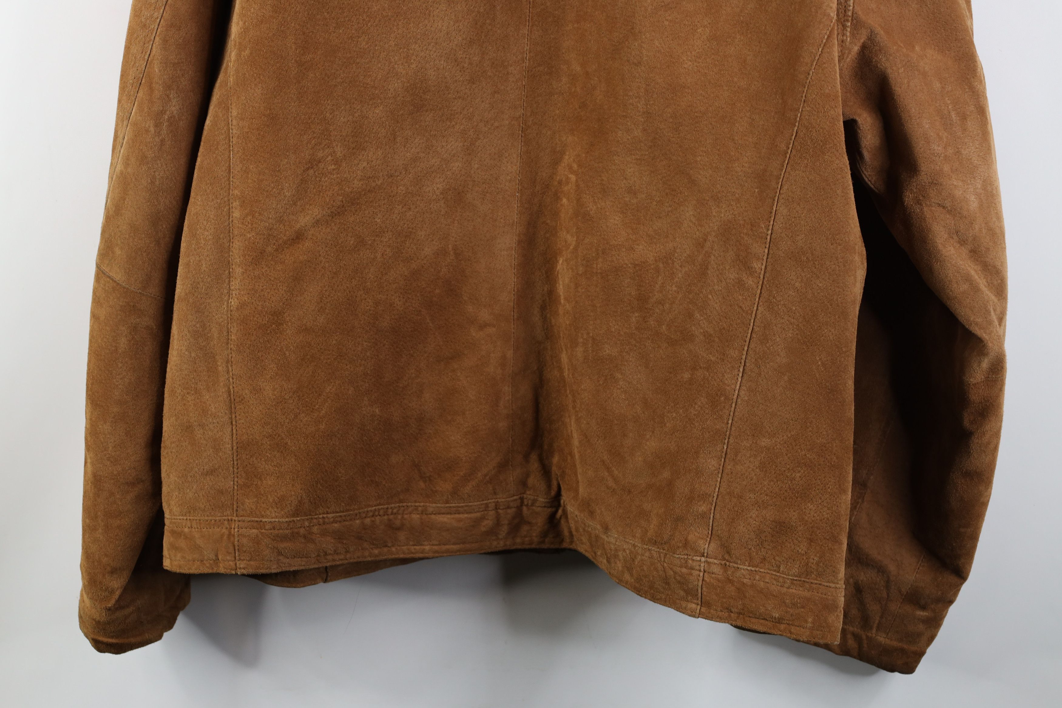 Vintage Vintage 90s Streetwear Lined Suede Leather Full Zip Jacket Size US L / EU 52-54 / 3 - 17 Thumbnail