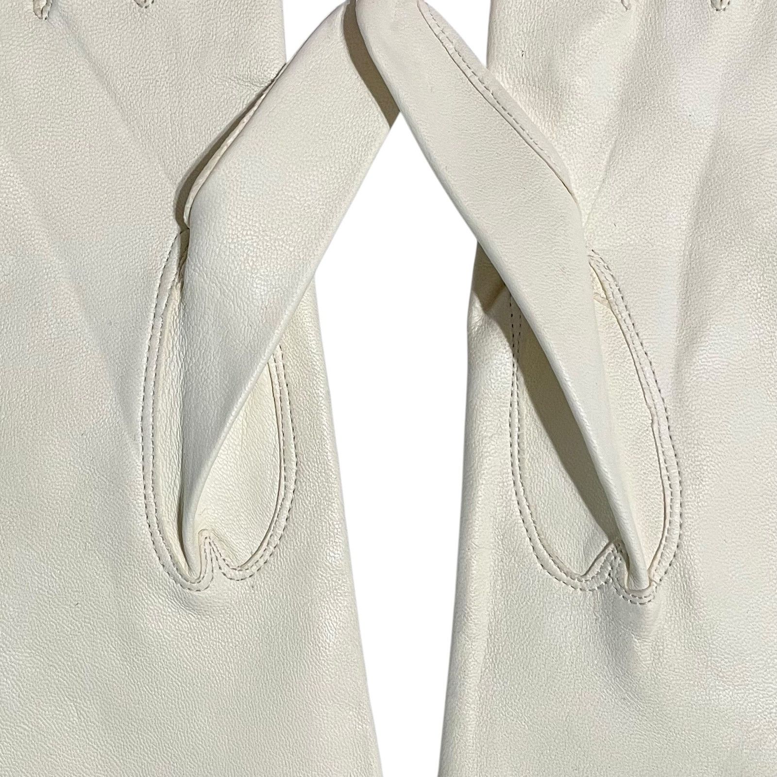 Vintage NWT Vintage Kid Skin Leather White Deadstock Long Gloves Size ONE SIZE - 5 Thumbnail