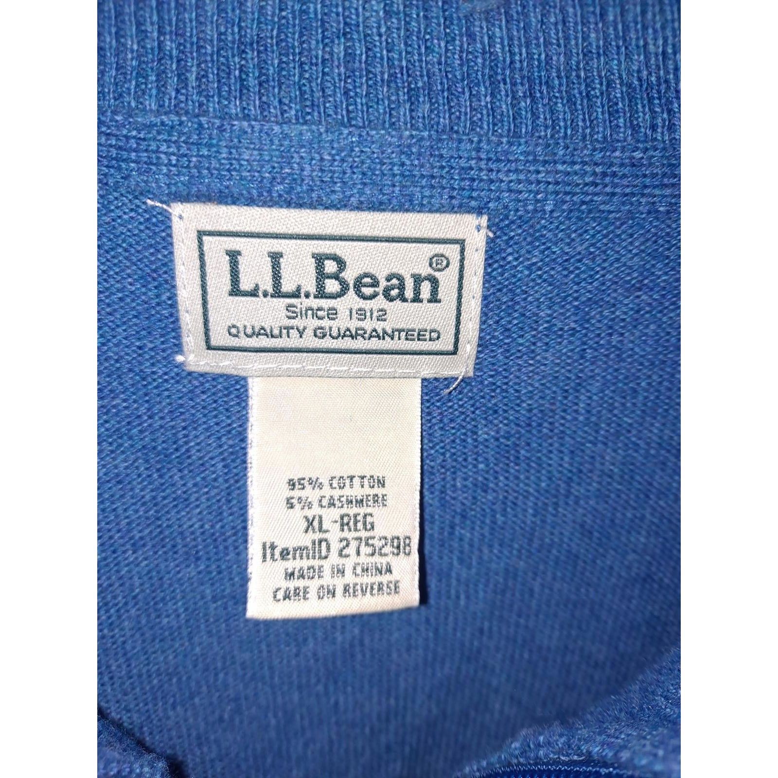 L.L. Bean L.L. Bean 1/4 Zip Cotton/Cashmere Blue Mock Neck Sweater Siz Size US XL / EU 56 / 4 - 4 Thumbnail