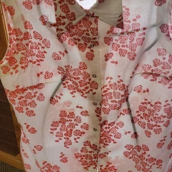 Vintage Alex Colman Vintage Sportwear Sz. 18 White & Peach Floral Sl Size XL / US 12-14 / IT 48-50 - 2 Thumbnail