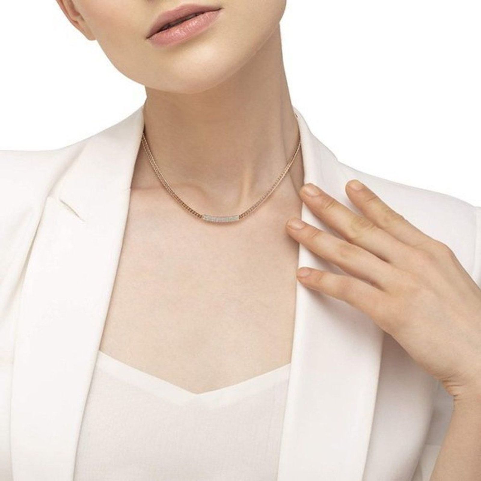 Swarovski SWAROVSKI CRYSTAL Women's Rose Gold Plated Vio Bar Necklace Size ONE SIZE - 5 Thumbnail