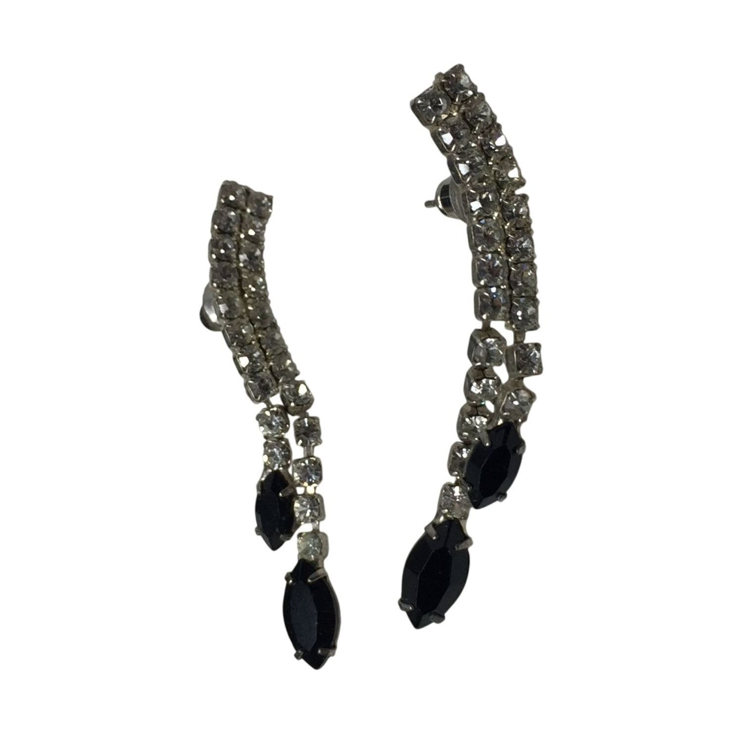 Other Women's Silver and Black Rhinestone Dangle Earrings Size ONE SIZE - 2 Thumbnail