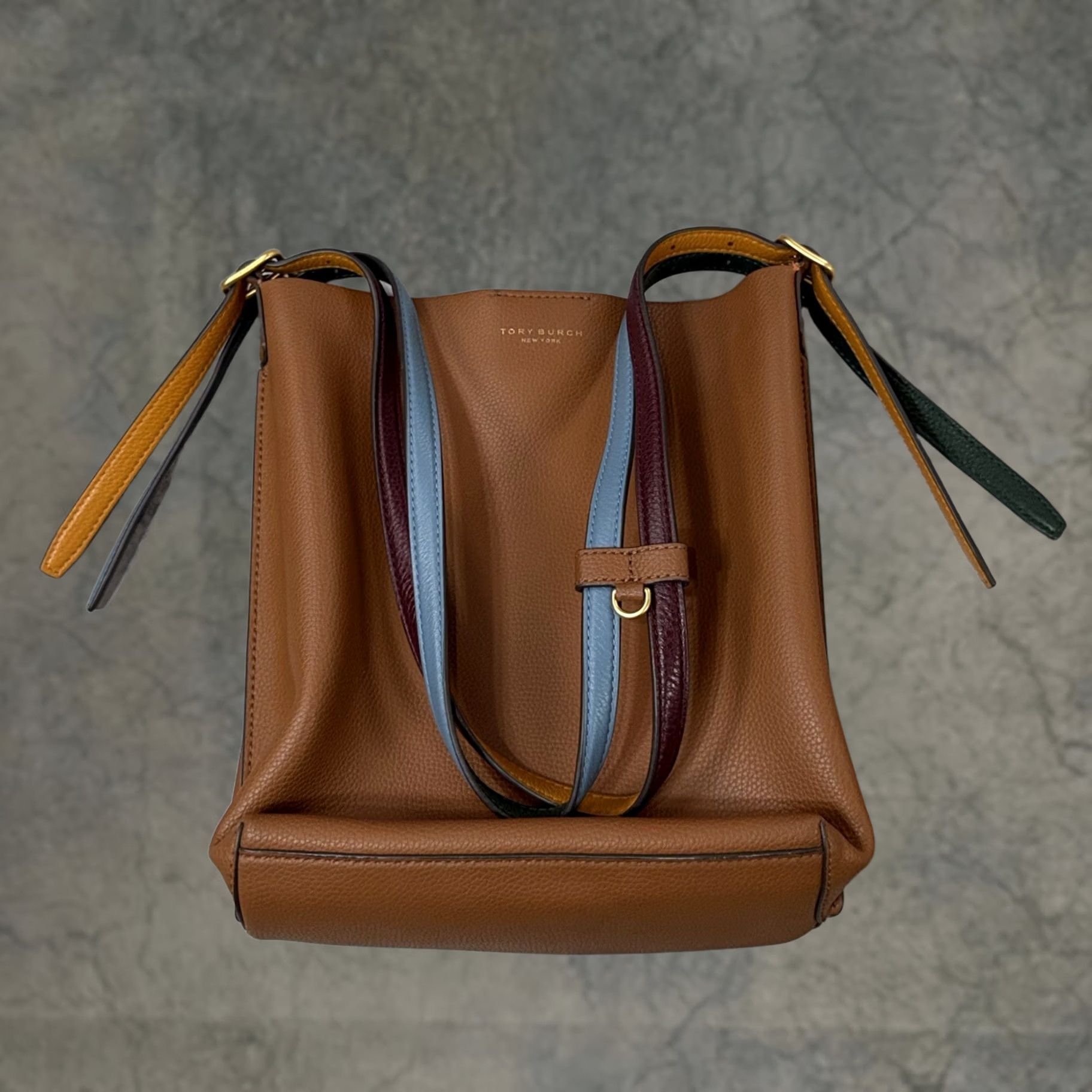 Tory Burch Tory Burch Perry Bucket Hobo Bag Medium Brown Genuine Leather Shoulder Tote Size ONE SIZE - 1 Thumbnail