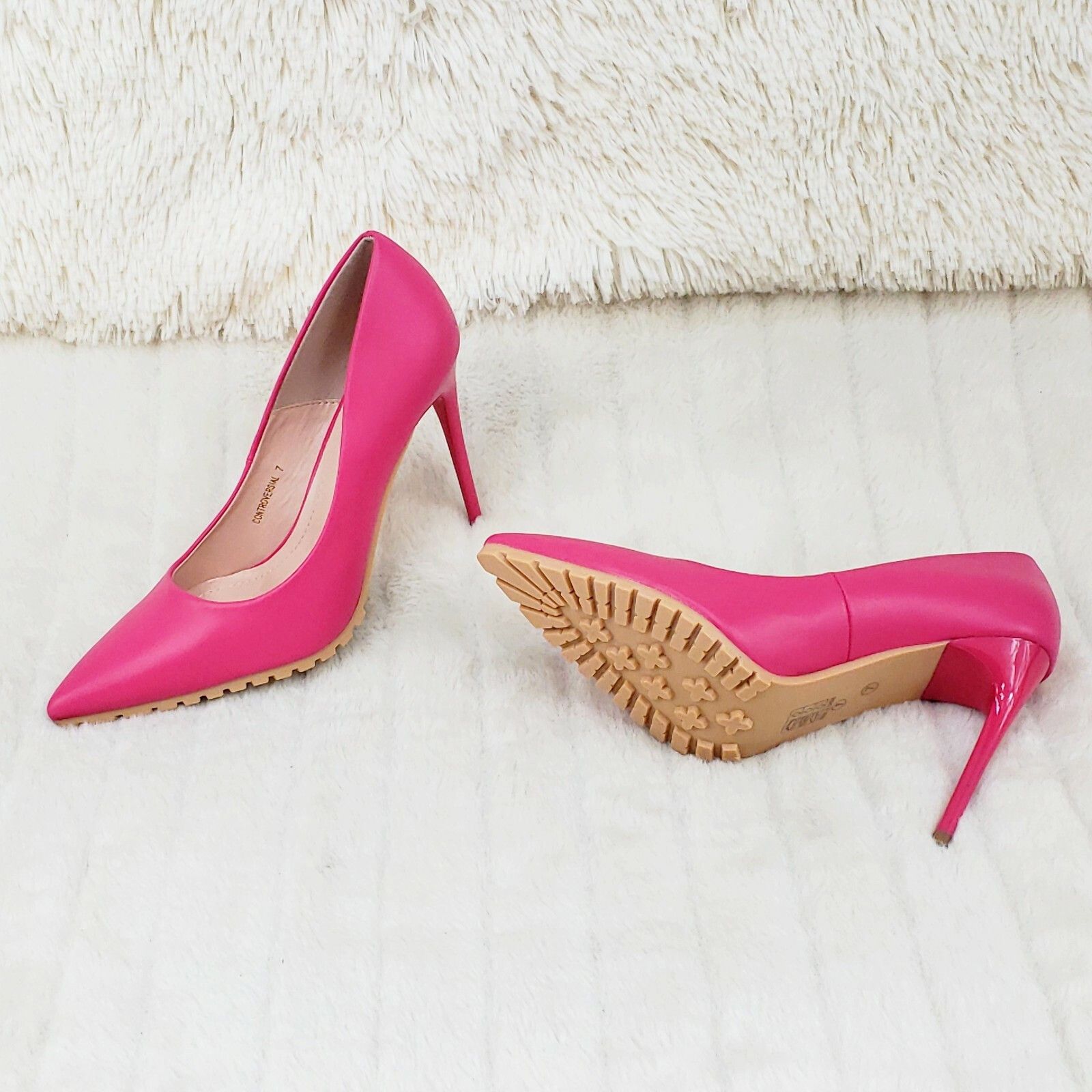 Other Revenge Fuchsia 4.5" High Heel Shoes Pointy Toe Pump Lug Sol Size US 7.5 / IT 37.5 - 5 Thumbnail