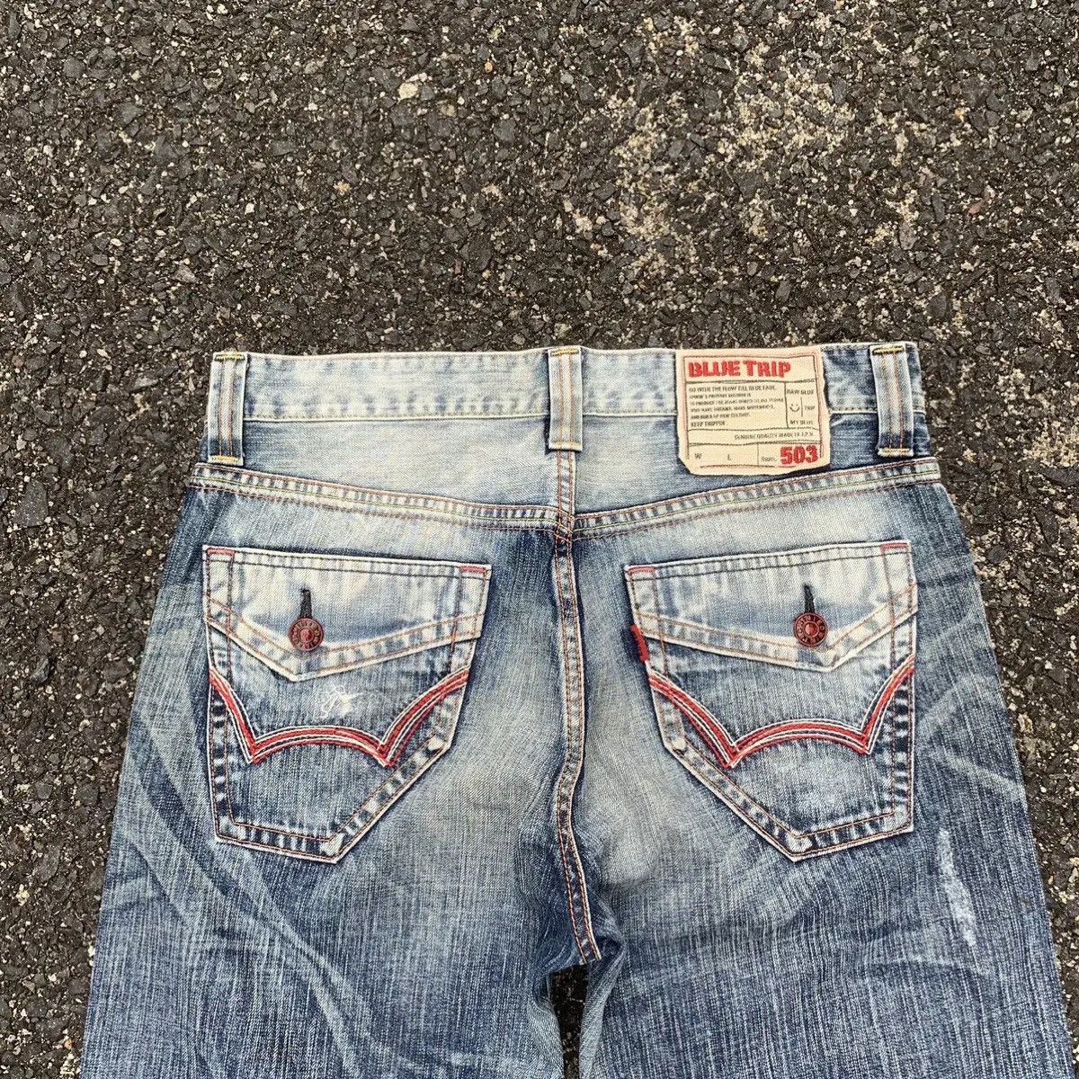 Japanese Brand 🔥THRASHED🔥Japanese Vintage Jeans Faded Wash Denim Pants Size US 34 / EU 50 - 11 Thumbnail