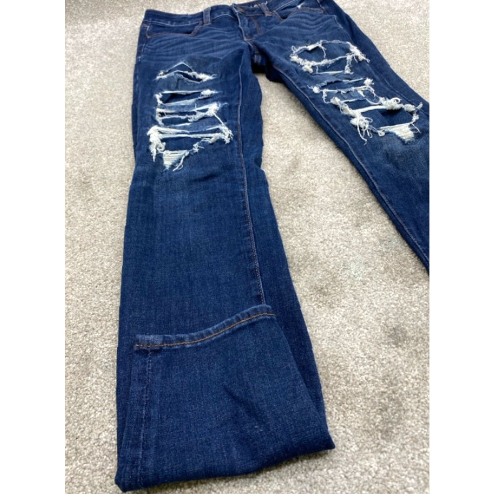 American Eagle Outfitters VINTAGE American Eagle Next Level Jeans Womens 6 Long Denim Blue High Rise Jegging Size 28" / US 6 / IT 42 - 3 Thumbnail