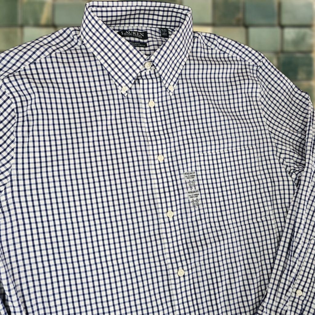 Ralph Lauren Lauren Ralph Lauren Shirt Mens Large Navy White Check Regular Fit Stretch New Size US L / EU 52-54 / 3 - 1 Thumbnail