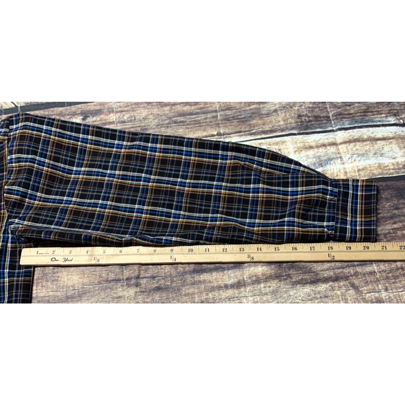 Wrangler Wrangler Mens Button-Down Western Shirt Blue Black Plaid Size M Long Sleeve Size US M / EU 48-50 / 2 - 6 Thumbnail