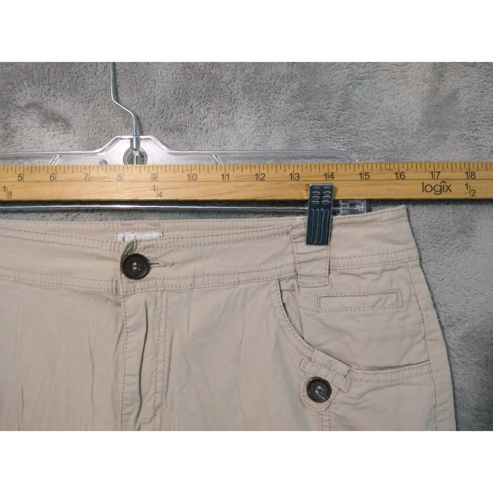 Vintage Chico's Beiges Womens Capris Crop Pants Stretch Cotton Spandex Casual Cropped Midi 19.5 Inseam 32 In Waist Regular Straight Leg Medium M Women Size 32" / US 10 / IT 46 - 3 Thumbnail