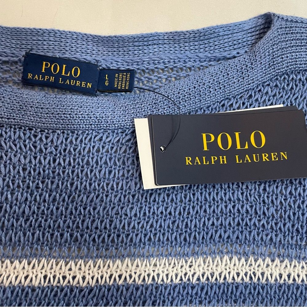 Polo Ralph Lauren NWT New $ 99 Polo Ralph Lauren Linen Blue White Striped Swe Size L / US 10 / IT 46 - 9 Thumbnail
