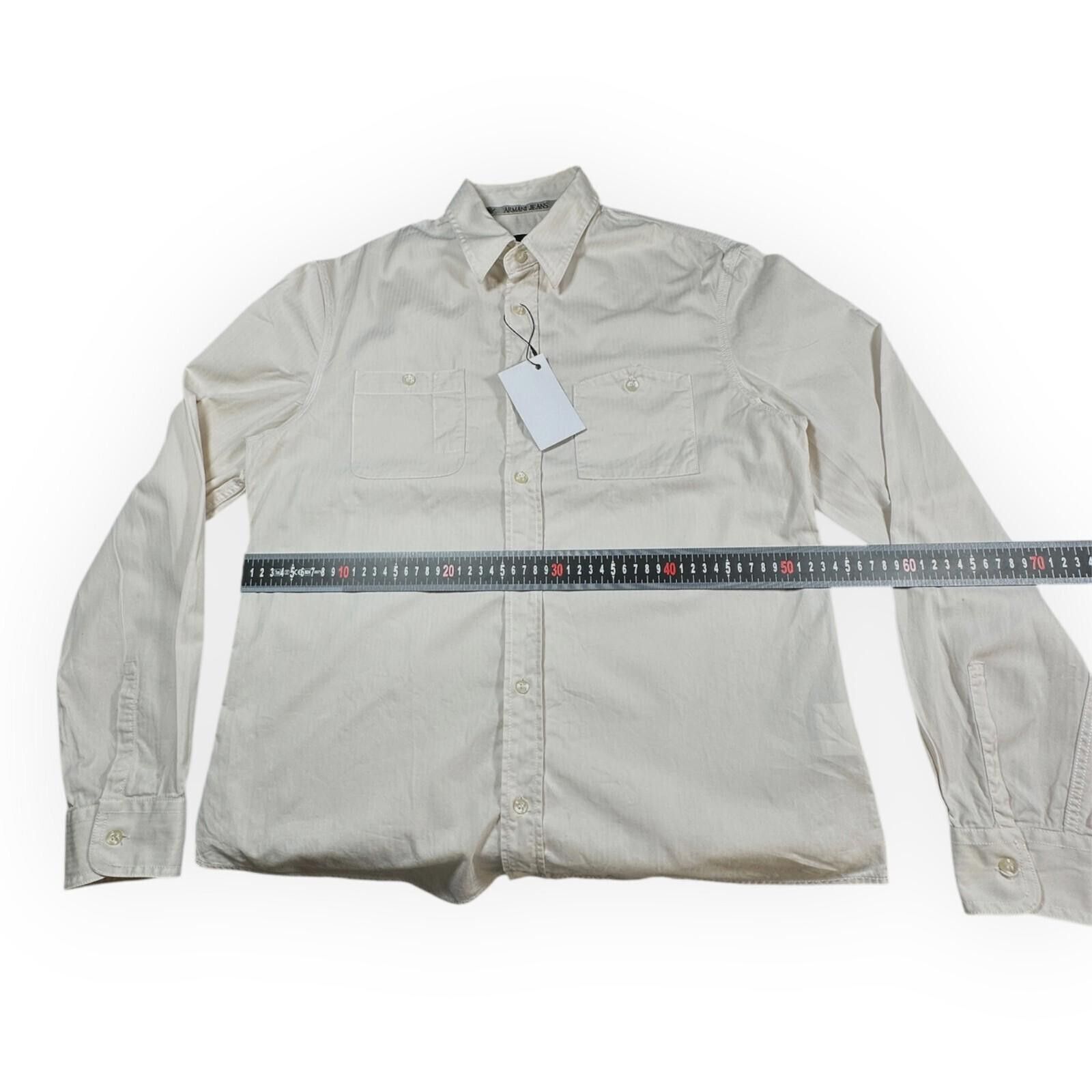 Other Armani Jeans Shirt Men's UK Size L Beige Plain Long Sleeve Size 42R - 11 Thumbnail