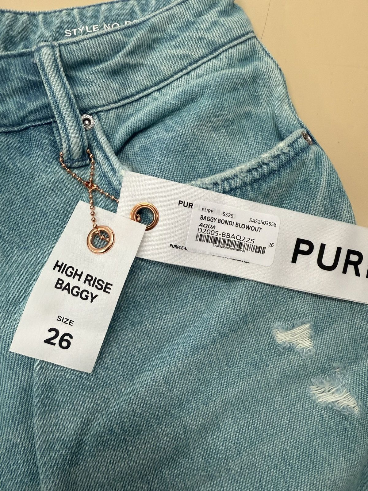 Other Purple Brand Baggy Aqua Blowout Jeans Size 26" / US 2 / IT 38 - 2 Thumbnail