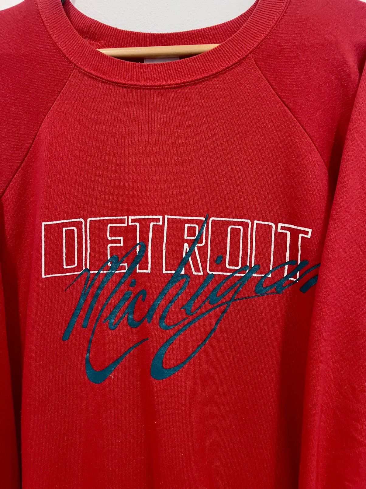 Other Vintage Detroit Michigan Signal Sweatshirt Red 90s Size US XL / EU 56 / 4 - 3 Thumbnail