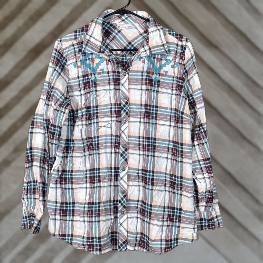 Ariat Ariat Womens Shirt Plaid Button-Up Long Sleeve Cotton Blend Large Size L / US 10 / IT 46 - 1 Thumbnail