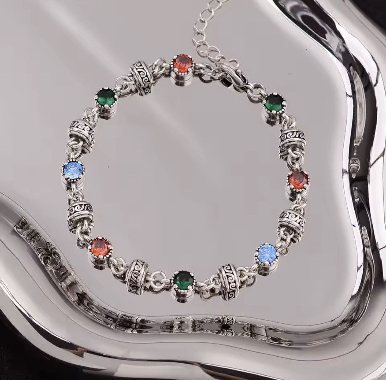 Jewelry Colorful Crystal 925 Sterling Silver Female Bracelet Size ONE SIZE - 5 Thumbnail
