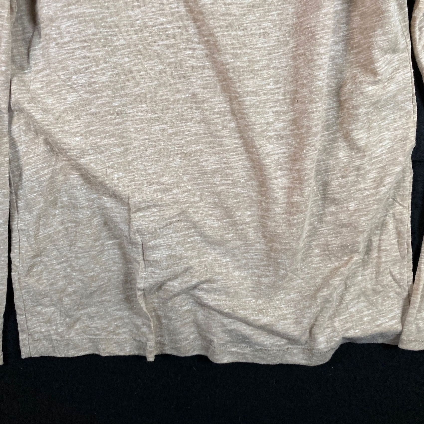 Ann Taylor Ann Taylor LOFT Womens Shirt Tan Heathered Boat Neck Long Sleeve Stretch Medium Size M / US 6-8 / IT 42-44 - 3 Thumbnail