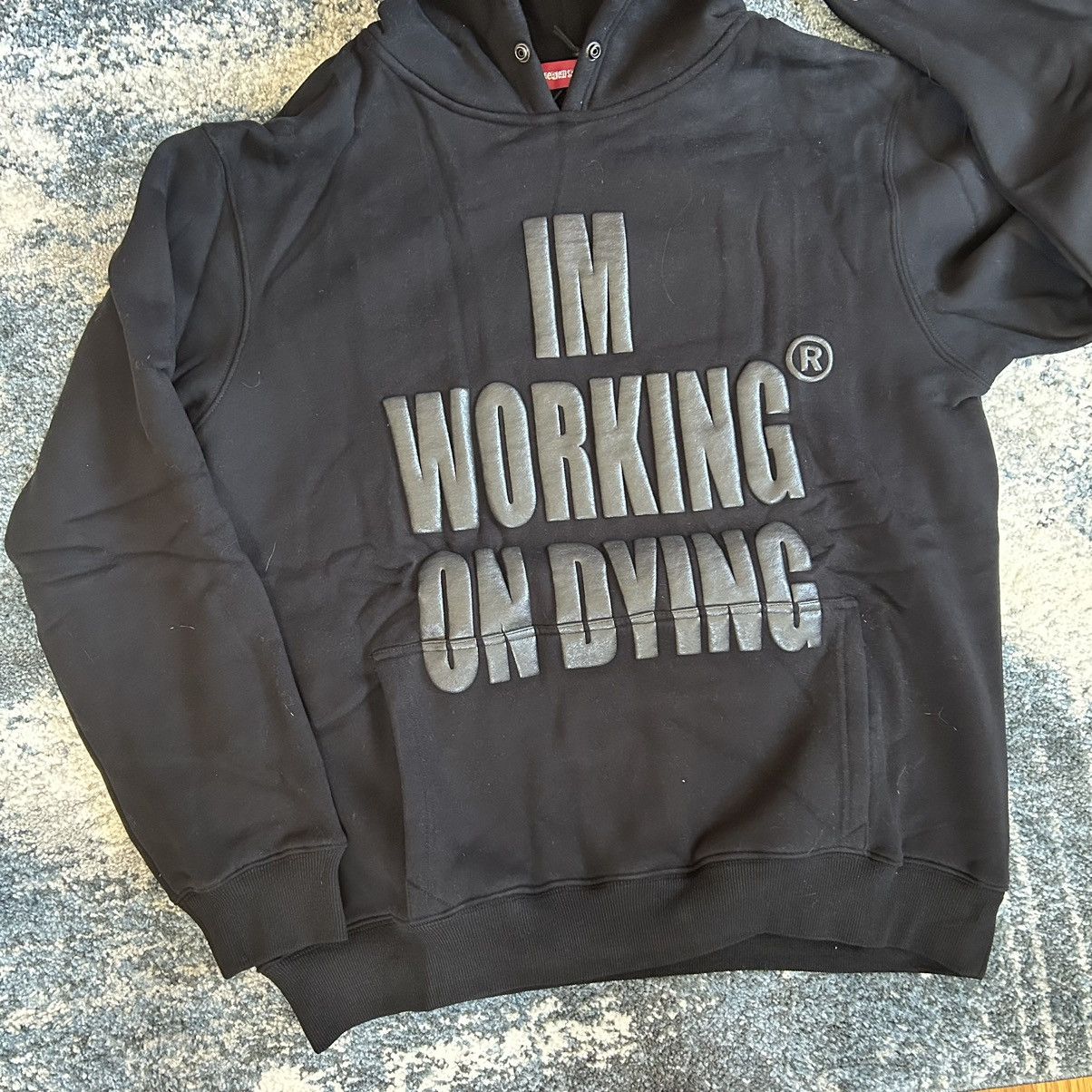 Reckless Scholars WORKiNG ON DYiNG COZY HEAVYWEiGHT FLEECE PUFF PRiNT HOODiE Size US XXL / EU 58 / 5 - 10 Thumbnail
