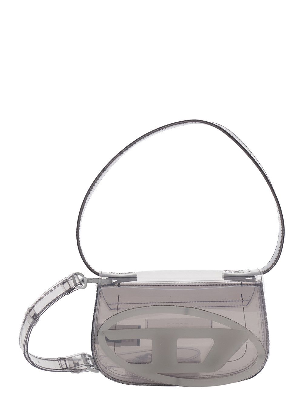 Diesel Shoulder Bag '1DR' with Oval D Patch and Semi-Transparent Design in Gray for Women Size ONE SIZE - 1 Thumbnail