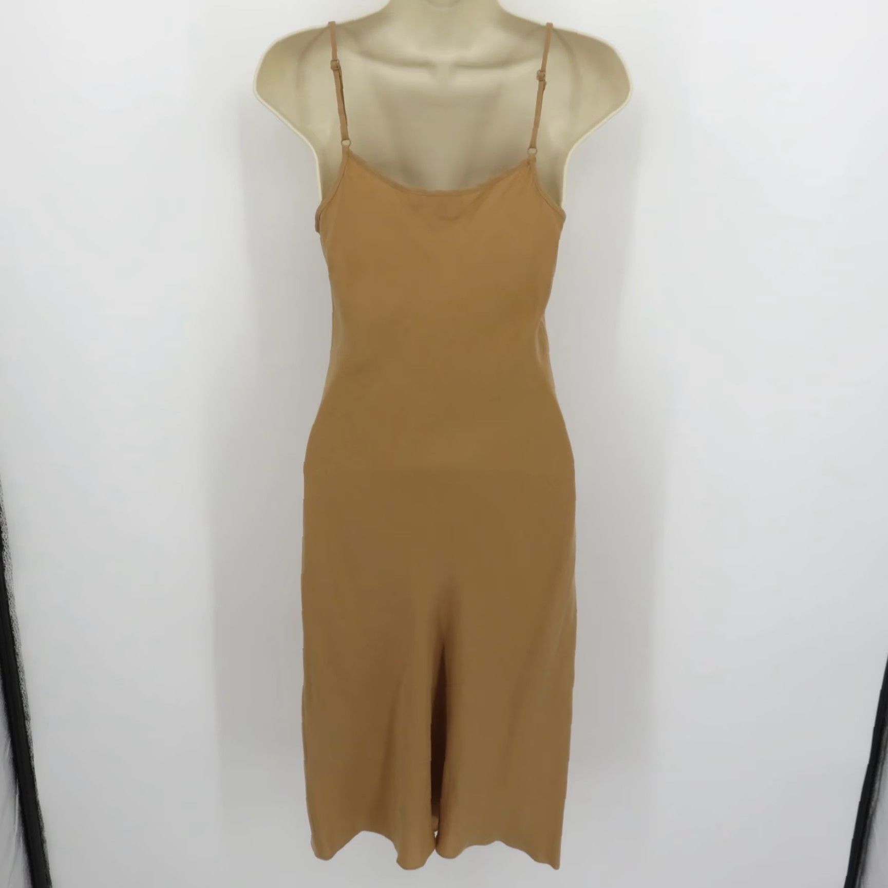 Michael Kors Michael Kors Collection Dress Women Small S Slip Dress Tan Suntan Silk Blend Spaghetti Strap Sleeveless Knee Length Solid Size S / US 4 / IT 40 - 5 Thumbnail