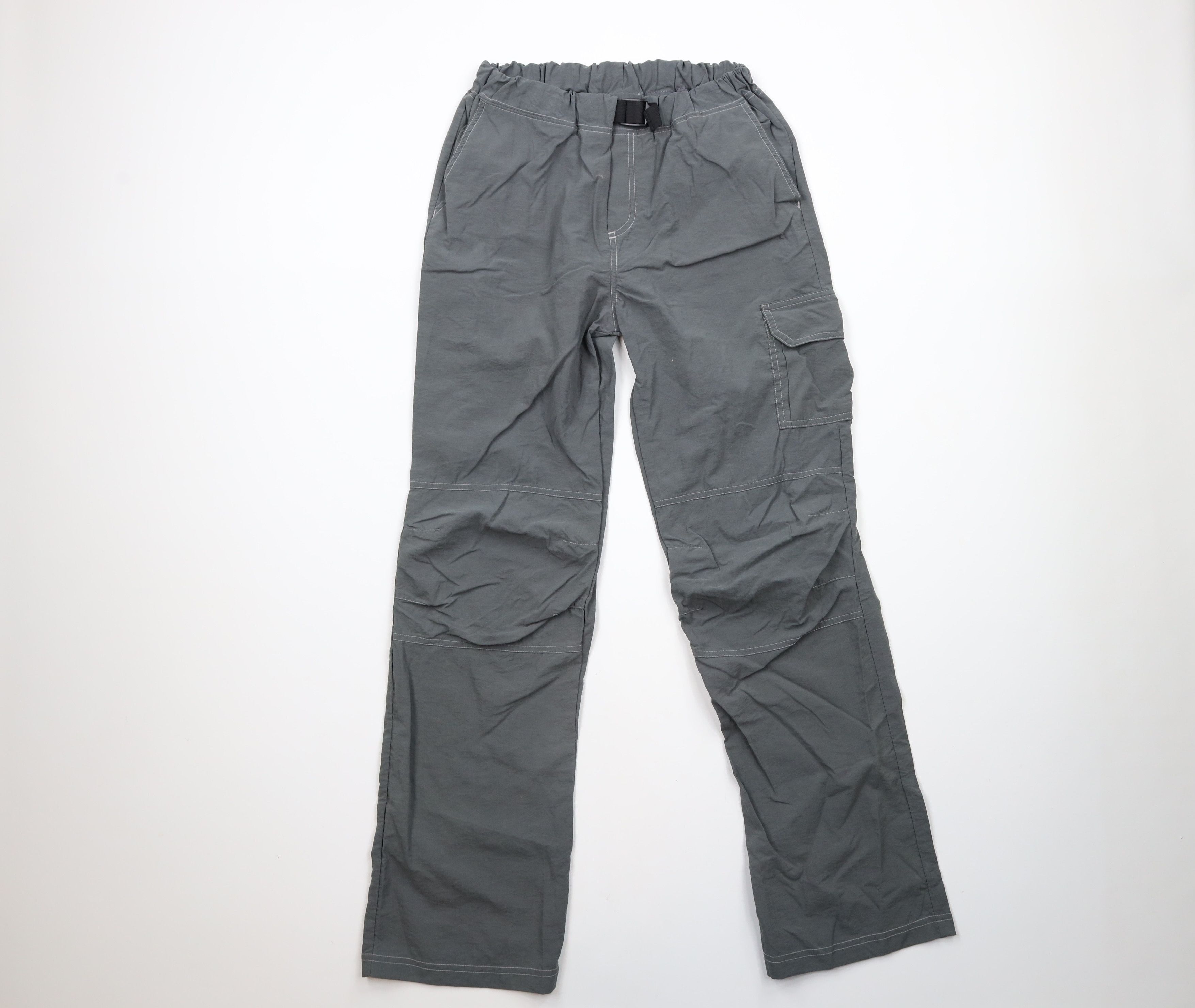 Vintage Vintage 90s Streetwear Double Knee Belted Flared Pants Gray Size US 34 / EU 50 - 1 Thumbnail
