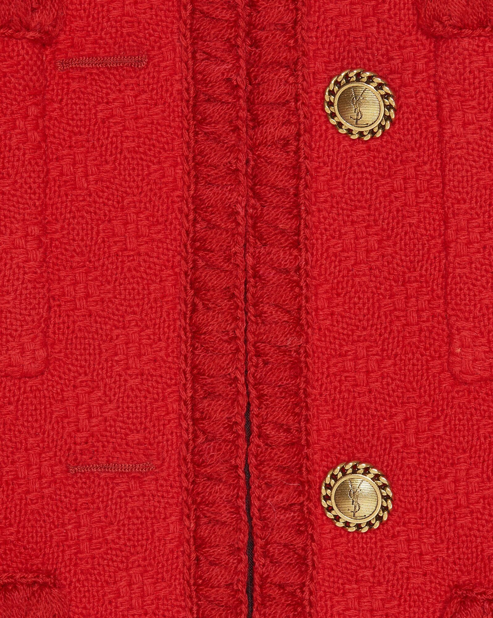 Saint Laurent Paris o1s1wg111224 Short Jacket in Diamond- Embossed Tweed in Red Size L / US 10 / IT 46 - 3 Thumbnail