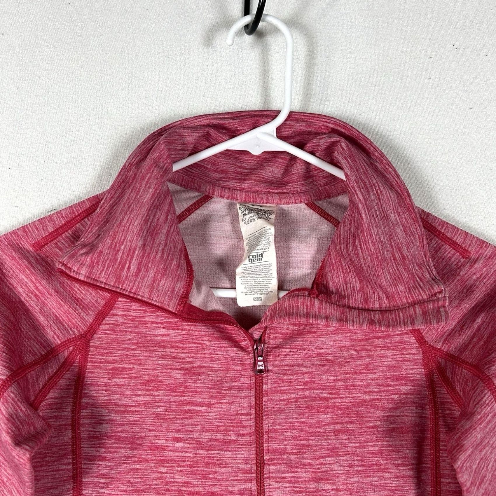 Under Armour Under Armour Running Shirt Womens XS 1/4 Zip Pullover Red Pink Thumbholes Sports Size M / US 6-8 / IT 42-44 - 2 Thumbnail