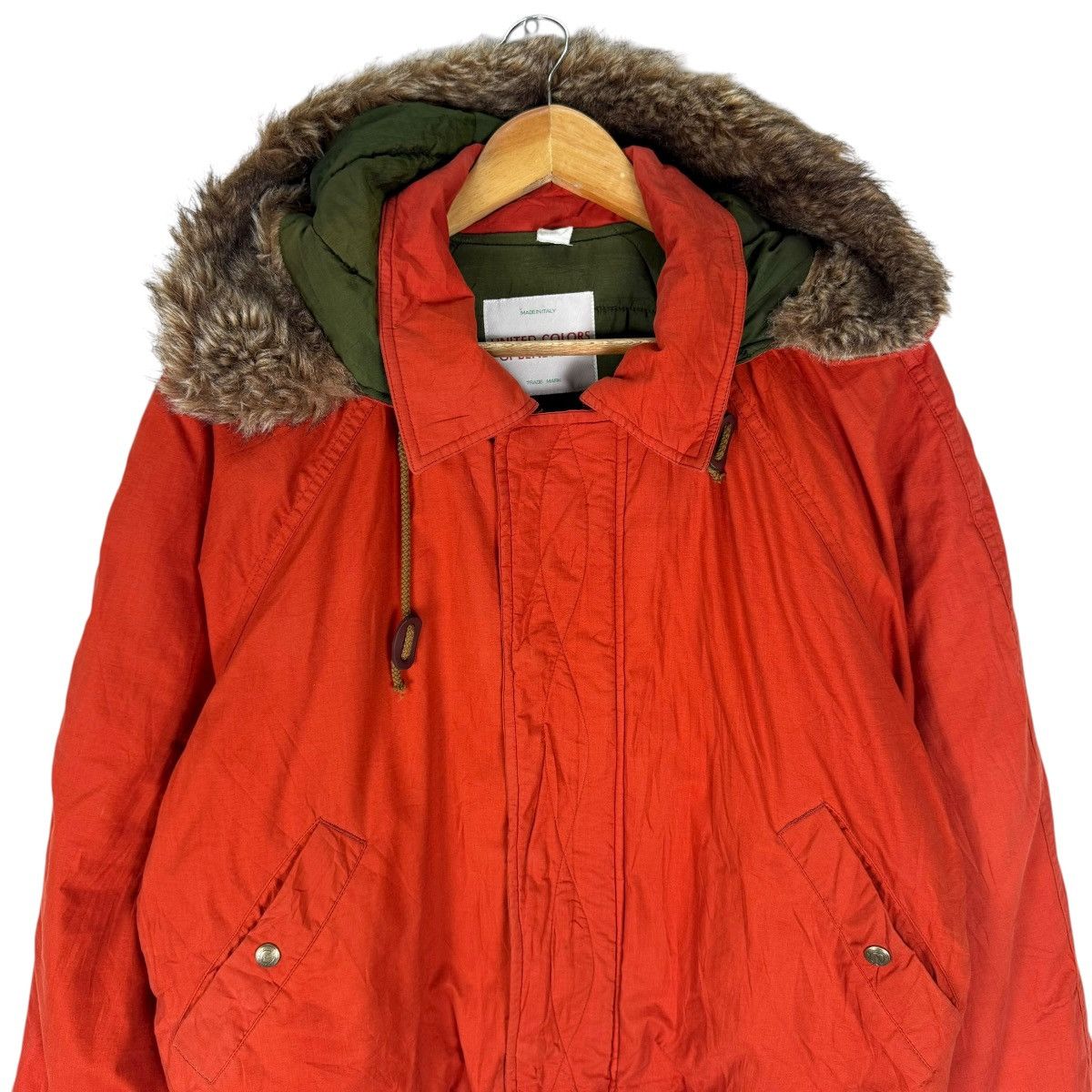 United Colors Of Benetton 🌟UNITED BENETTON FUR HOODIE BOMBER JACKET Size US M / EU 48-50 / 2 - 3 Thumbnail