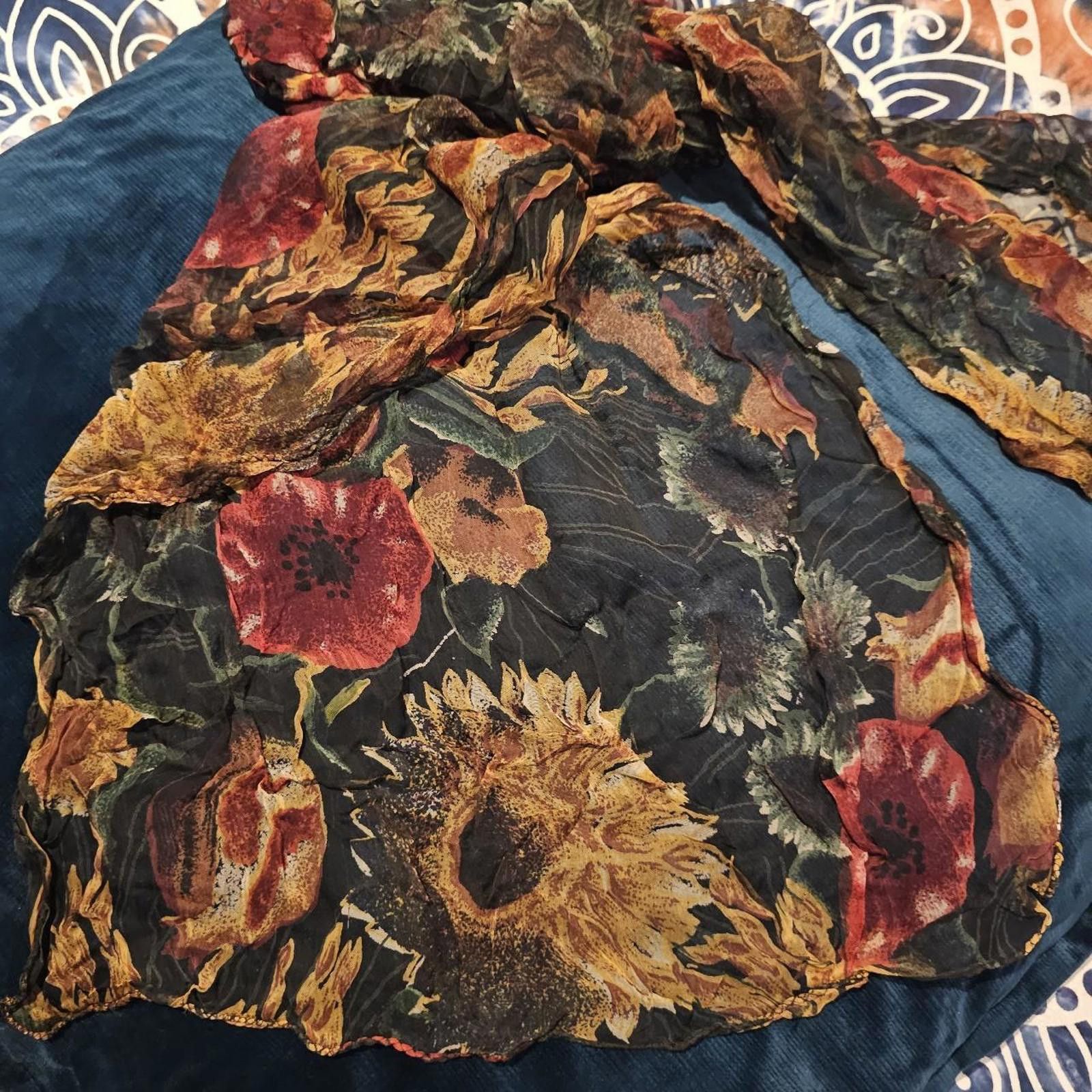 Designer Vintage Floral Sheer Scarf Size ONE SIZE - 5 Thumbnail