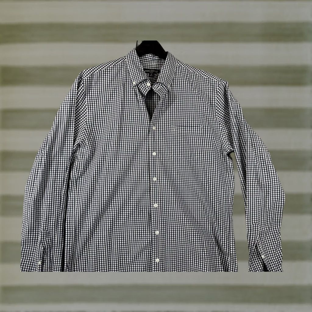 J.Crew J.CREW Shirt Mens LT Blue Mercantile Flex Navy Gingham Check Stretch Button Down Size US L / EU 52-54 / 3 - 1 Thumbnail