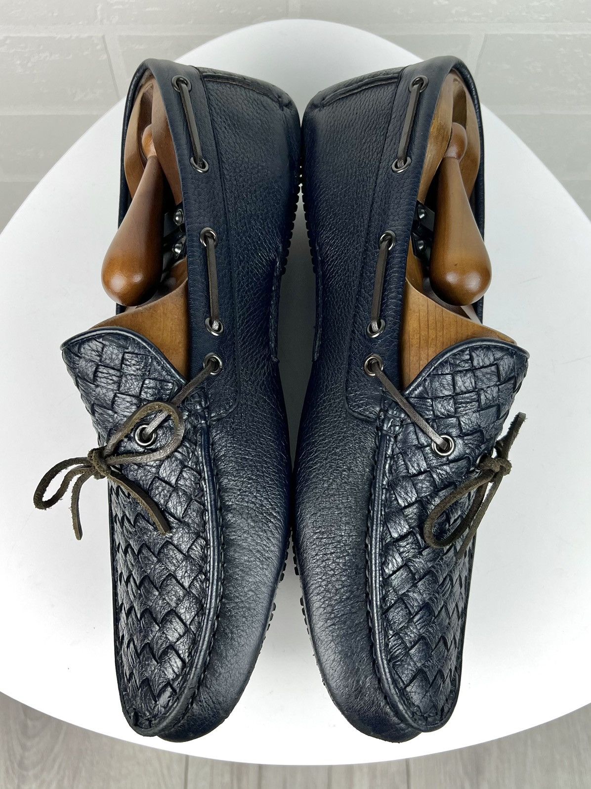 Bottega Veneta BOTTEGA VENETA Loafers Leather Shoes Woven Pleated Navy Mens Size US 10 / EU 43 - 14 Thumbnail
