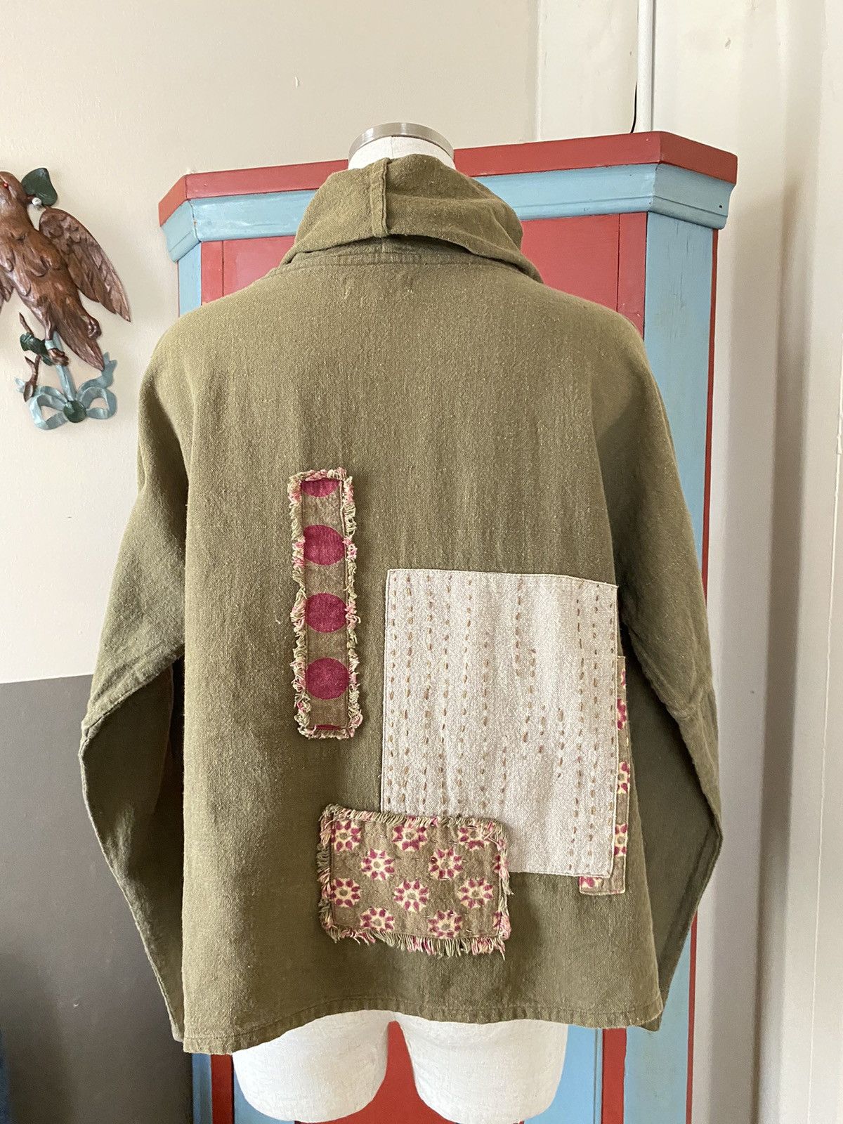 Japanese Brand OIL TYCOON Floral Olive Cotton Shirt with Patchwork Size M / US 6-8 / IT 42-44 - 2 Thumbnail
