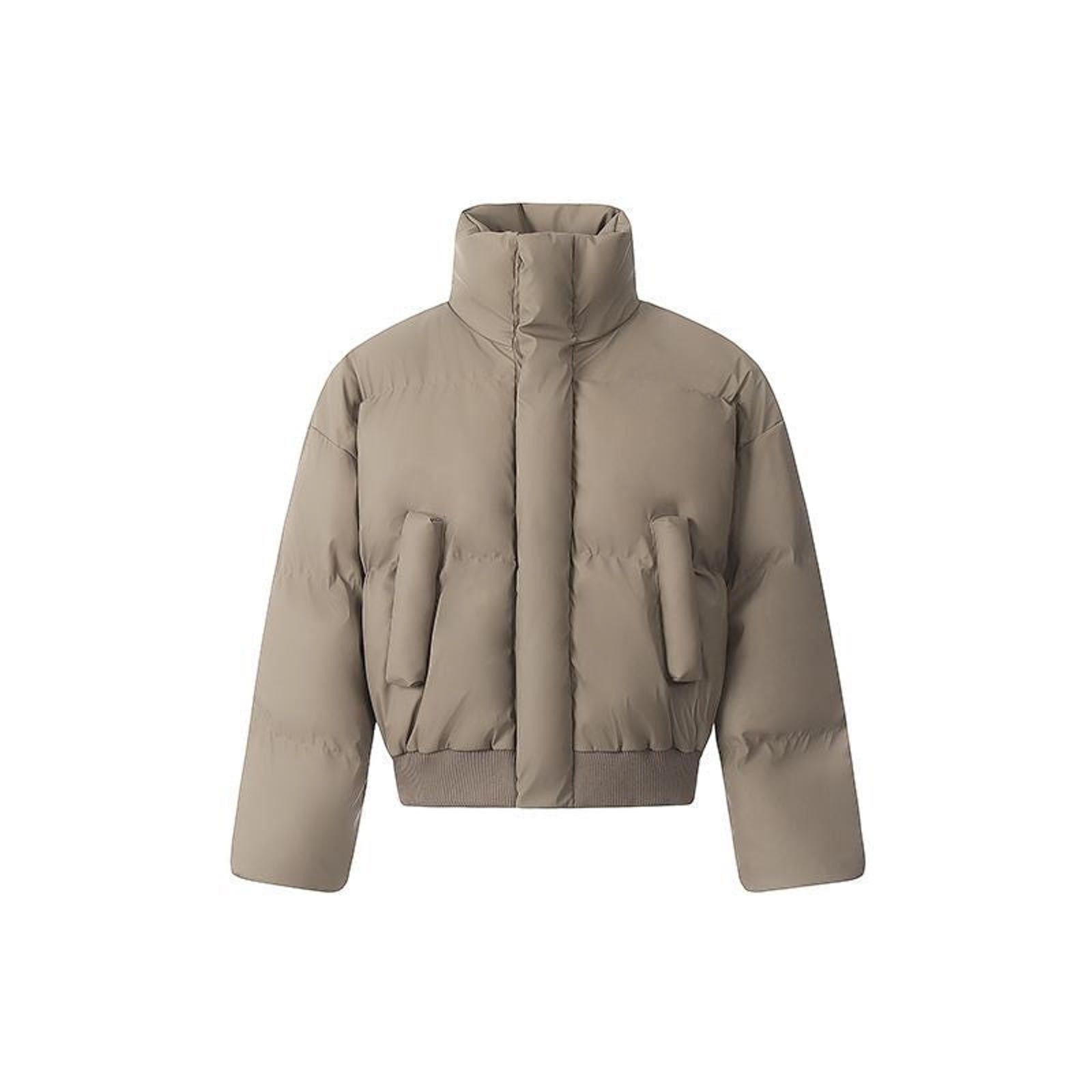 Taupe Cropped Puffer Jacket Women's Winter Outerwear