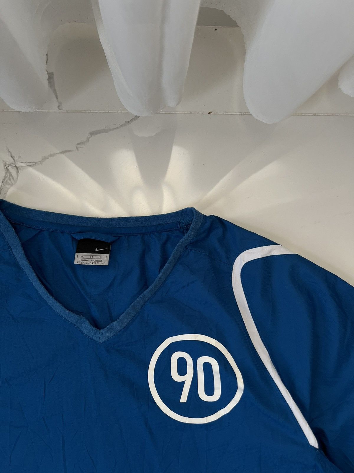 Nike 00's NIKE TOTALNINETY RETRO RARE NYLON V-NECK SWEATSHIRT Size US XL / EU 56 / 4 - 3 Thumbnail