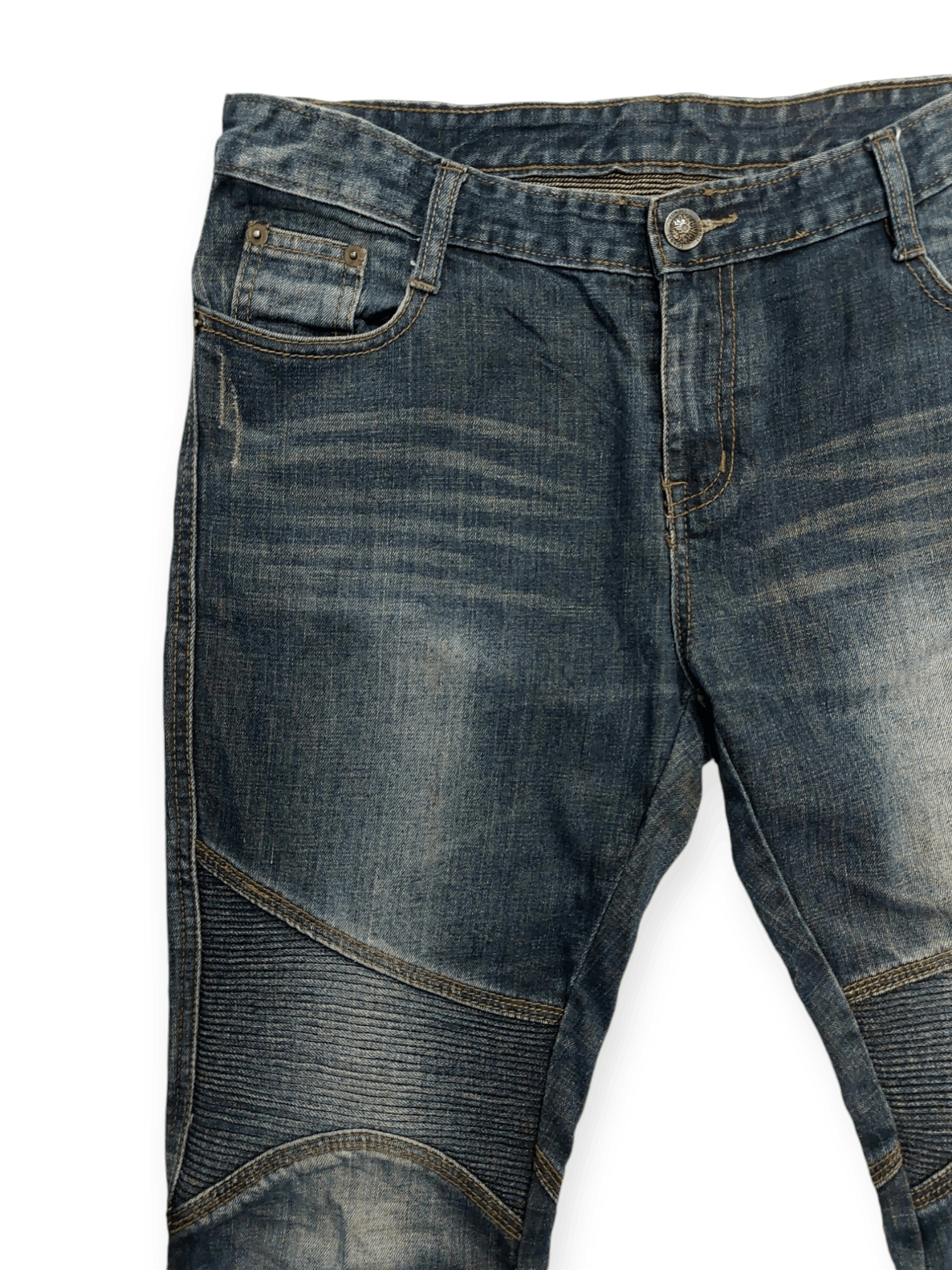 Vintage 🔥 Longli Zipped Flare Punk Biker Denim Size US 33 - 12 Thumbnail