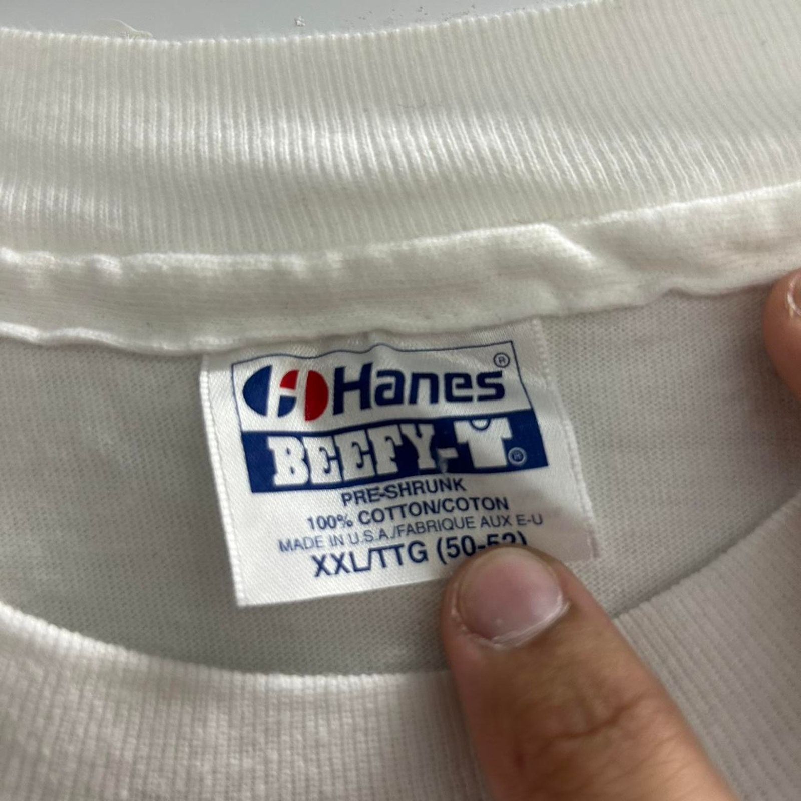 Hanes VTG White Hanes Beefy T-shirt with Real Men Drive Trucks Size US XXL / EU 58 / 5 - 2 Thumbnail