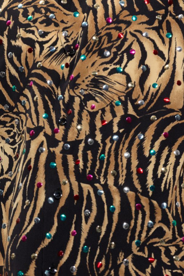 Saint Laurent Paris o1b1hav111224 Shirt Tiger Silk With Metallic Dots Size US XS / EU 42 / 0 - 5 Thumbnail