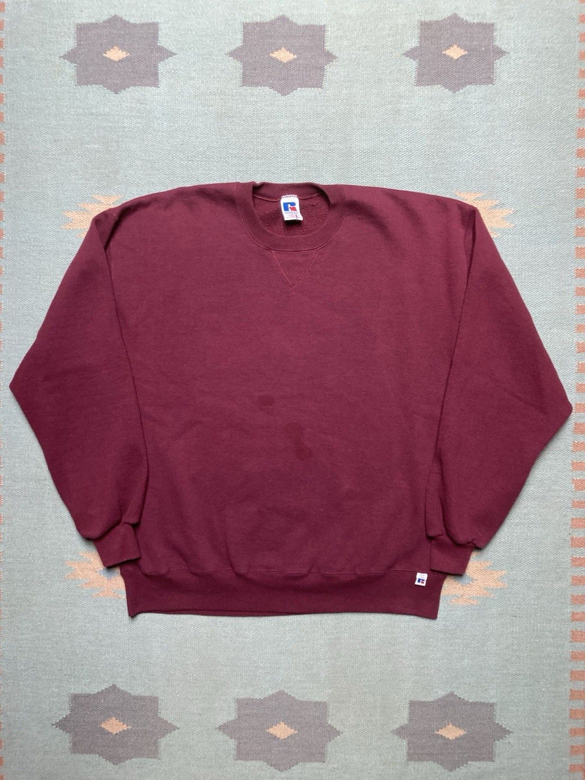 Russell Athletic × Vintage 90s crewneck sweatshirt Russell athletic maroon red blank XL Size US XL / EU 56 / 4 - 1 Thumbnail