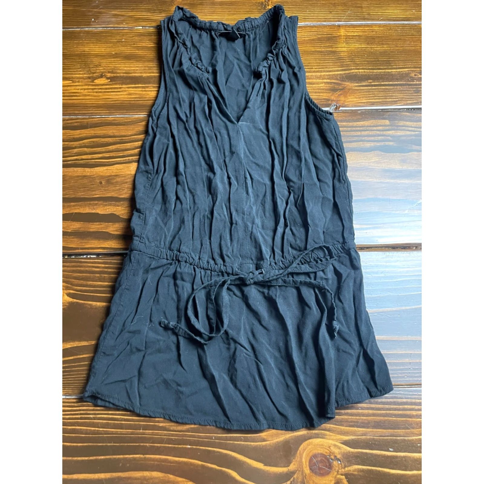 Mossimo Mossimo Dress Women's Size Small Black A-Line Sleeveless Ruffle V-neck Size S / US 4 / IT 40 - 2 Thumbnail