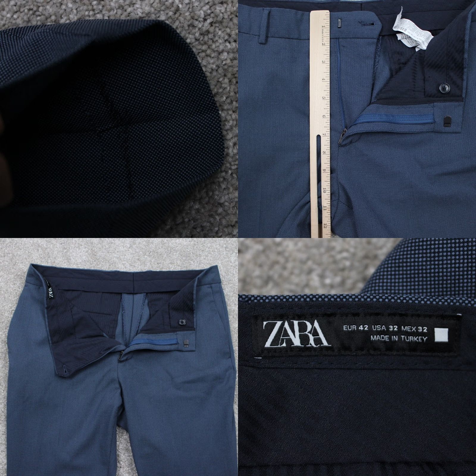 Zara ZARA Dress Pants Mens 32 Blue Polyester/Wool Stretch Flat Front Inseam 26" Modern City Preppy Dress Pants Mens 32 Blue Size US 32 / EU 48 - 8 Thumbnail