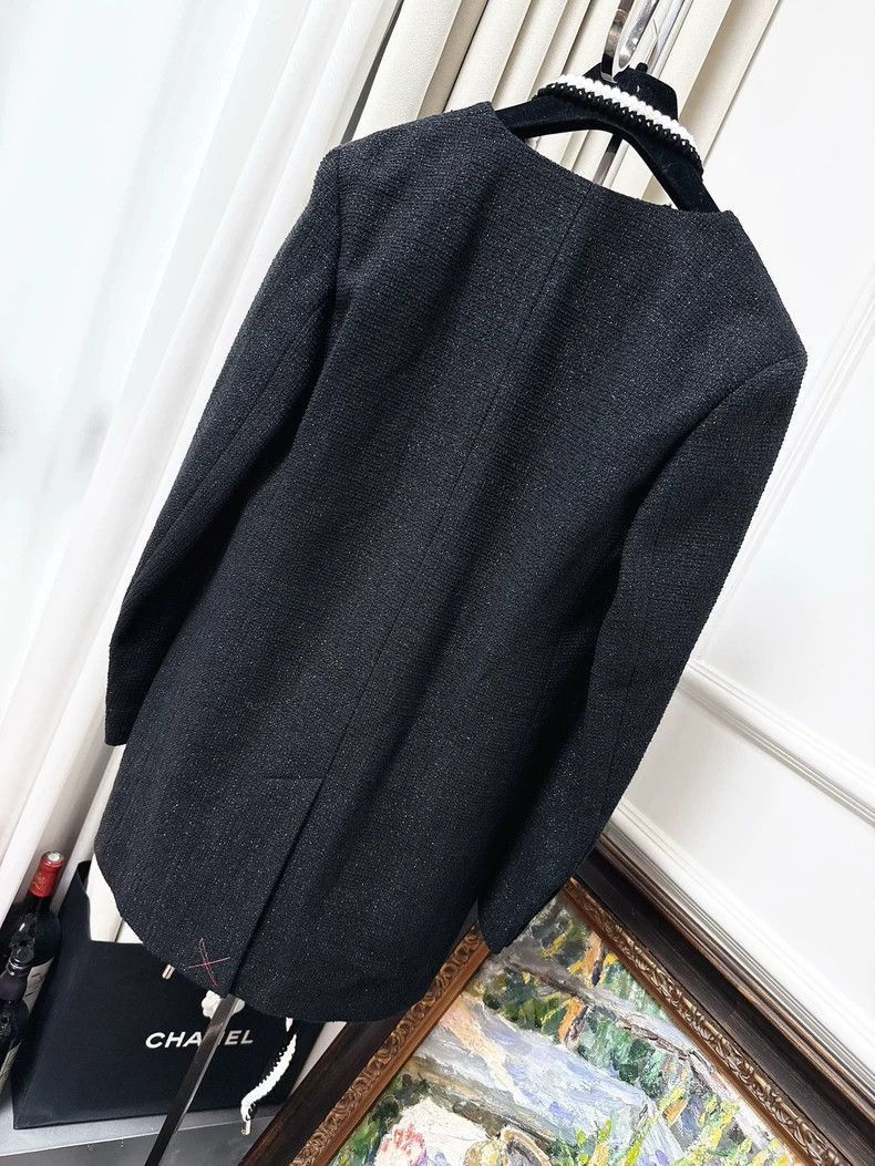 Chanel Chanel Black Tweed Mid-Length Coat Size M / US 6-8 / IT 42-44 - 7 Thumbnail