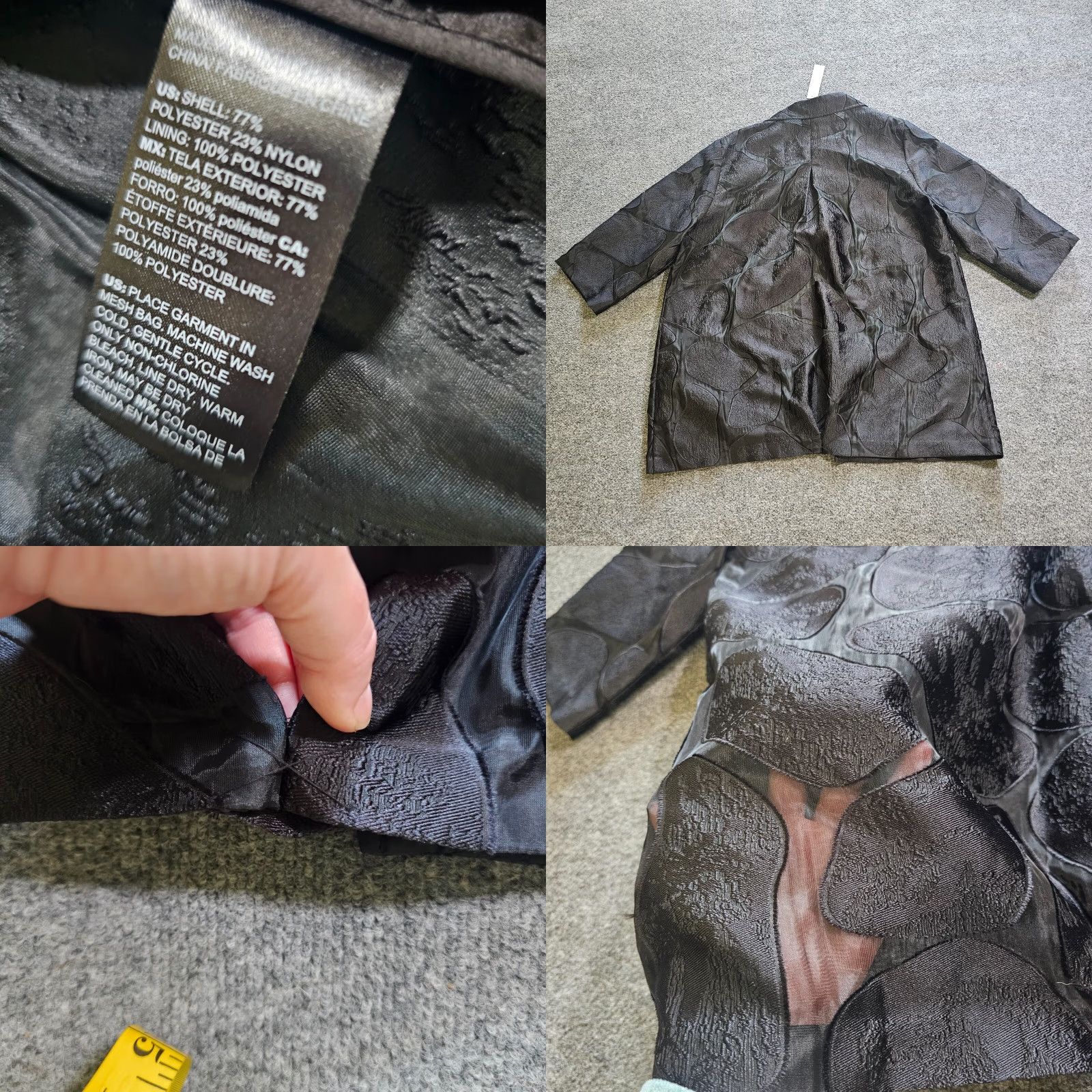 Vintage Chicos Travelers Jacket Womens XL Black Organza 3/4 Sleeve Sheer Open Classic Jacket Size XL / US 12-14 / IT 48-50 - 8 Thumbnail