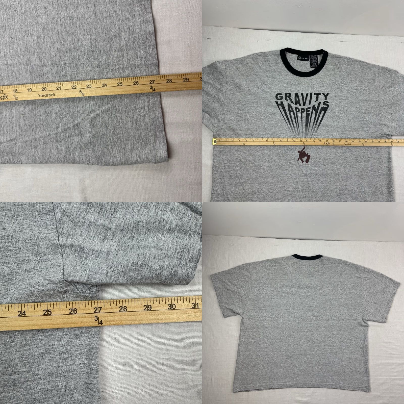 Vintage Vintage No Boundaries Ringer T Shirt Adult 2XL Snowboarding Gravity Happens Y2K Size US XXL / EU 58 / 5 - 8 Thumbnail