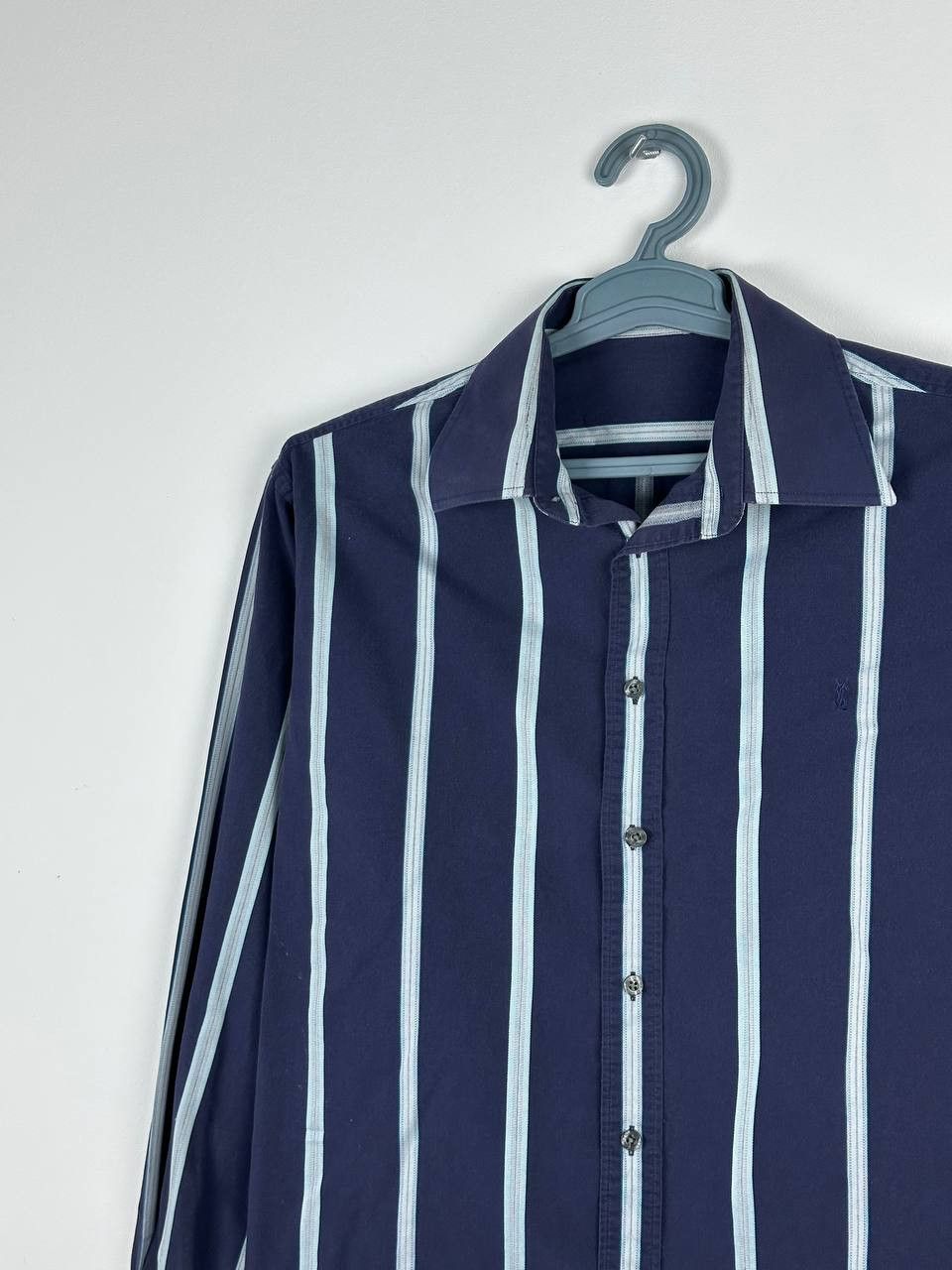 Vintage × Yves Saint Laurent Cotton YSL Shirt Blue Striped Longsleeve Button Up Size US L / EU 52-54 / 3 - 1 Thumbnail