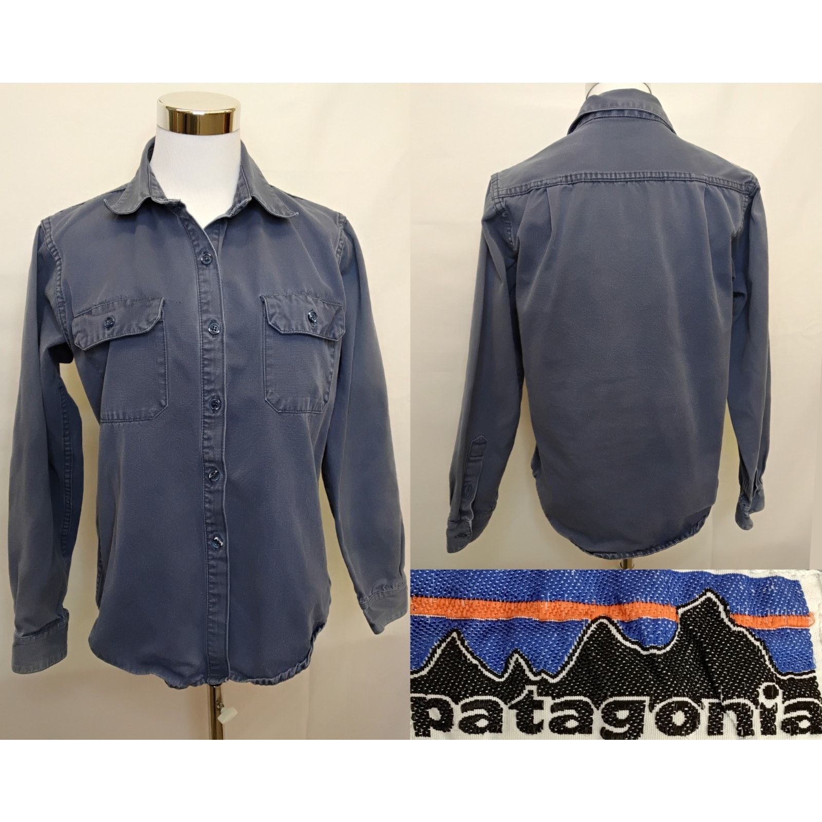 Patagonia Patagonia 1970's Big Label Canvas Shirt Women's L Navy Blue Size L / US 10 / IT 46 - 1 Thumbnail