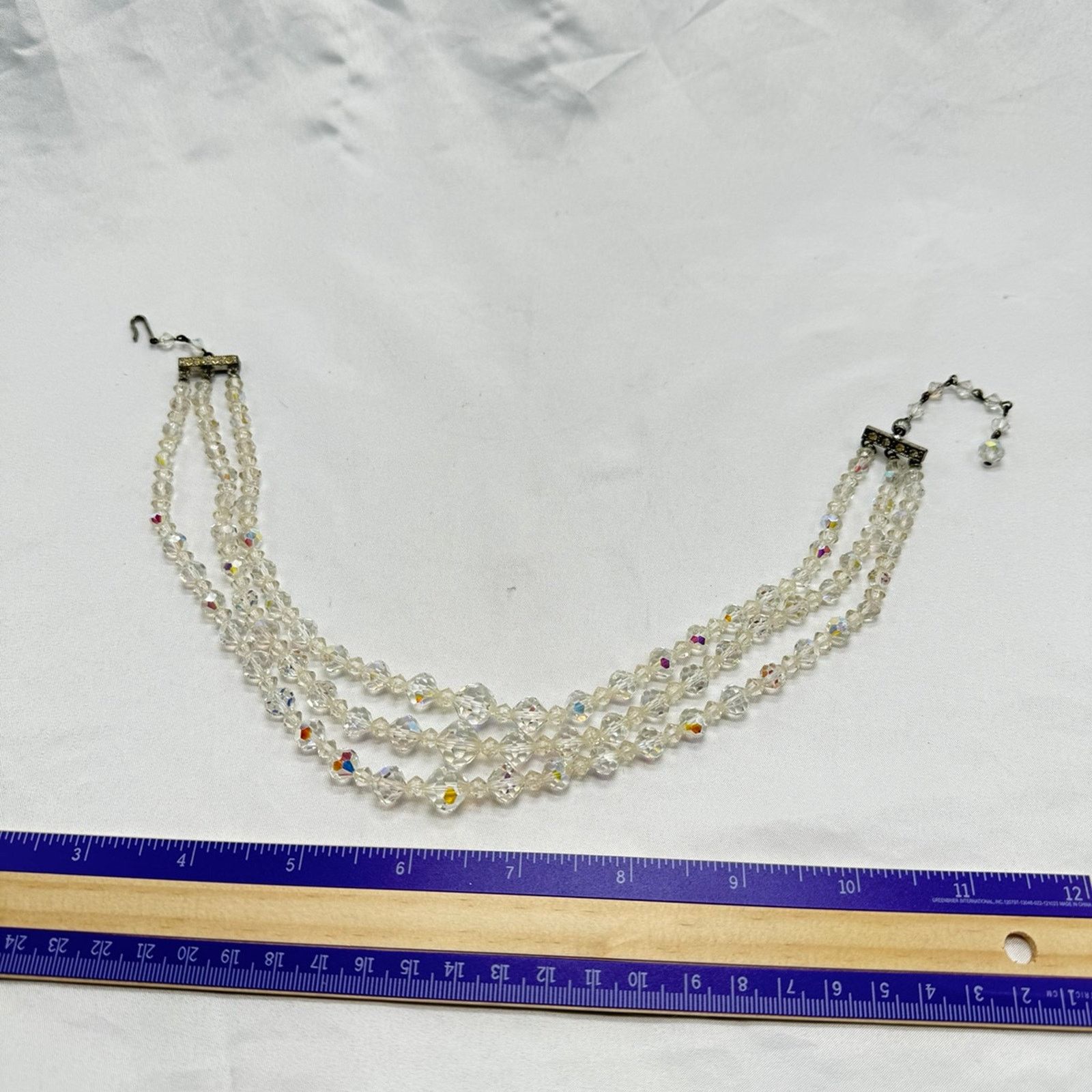 NBDN Nobrandedon VTG triple strand Austrian Aurora Borealis necklace Size ONE SIZE - 7 Thumbnail